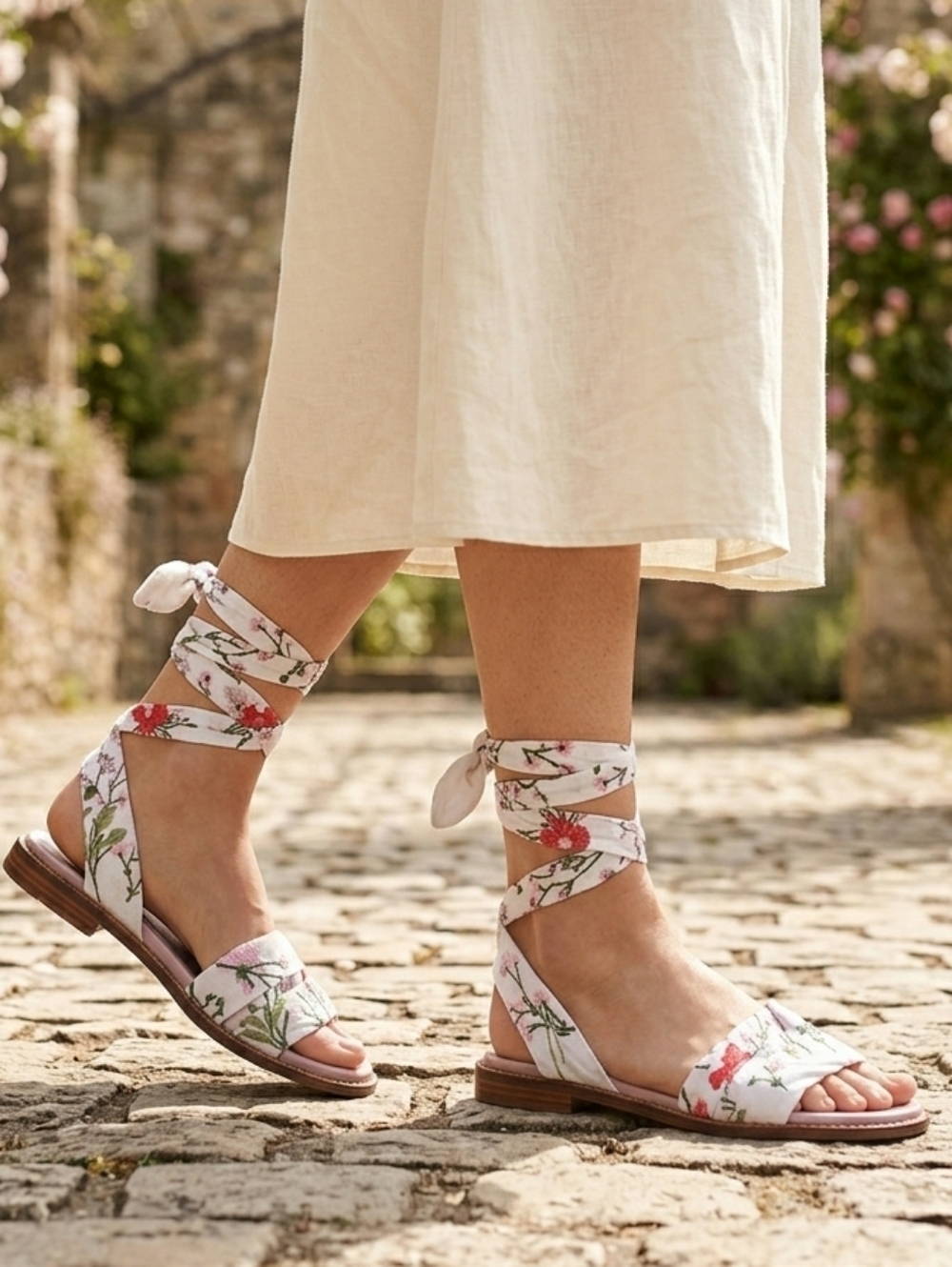 Marques / Almeida Floral Wrap Flat Sandals